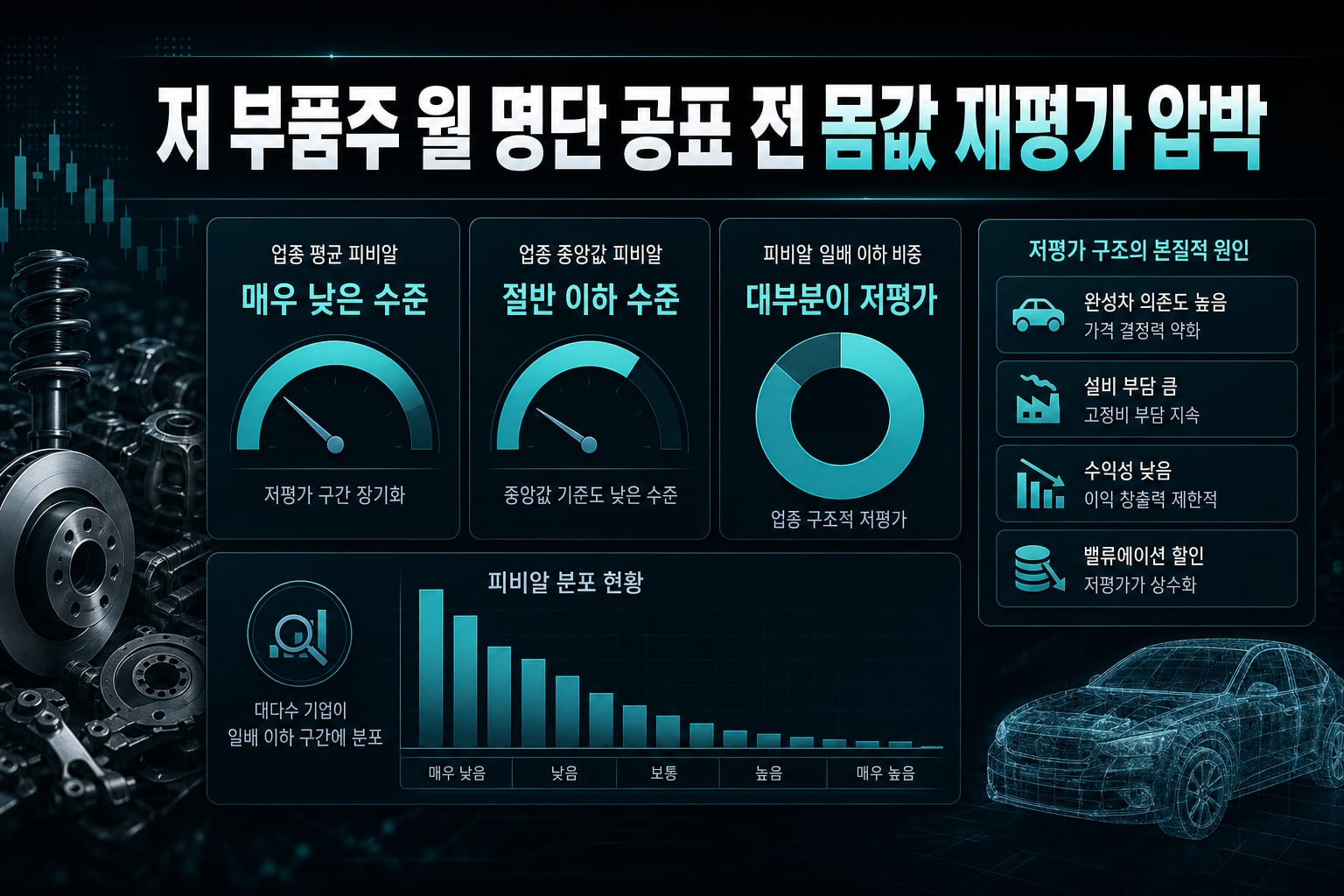 저PBR 부품주, 11월 명단 공표 전 몸값 재평가 압박