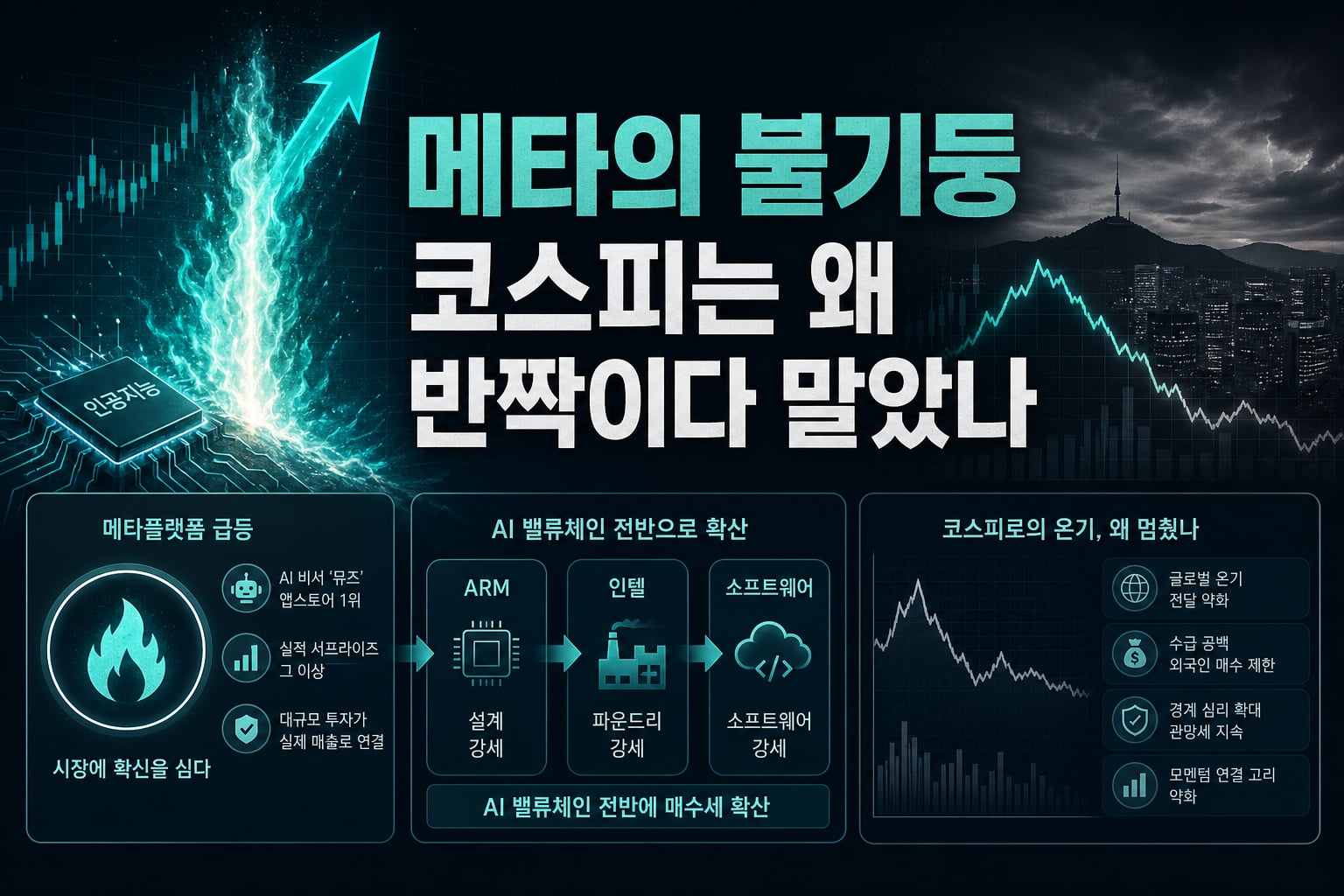 메타의 11% 불기둥, 코스피는 왜 반짝이다 말았나