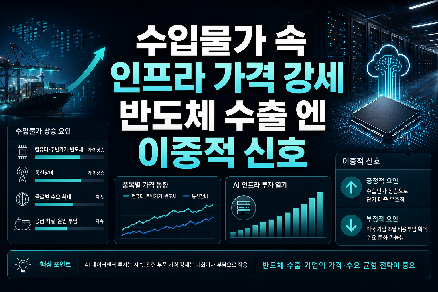 수입물가 속 AI 인프라 가격 강세, 반도체 수출株엔 이중적 신호