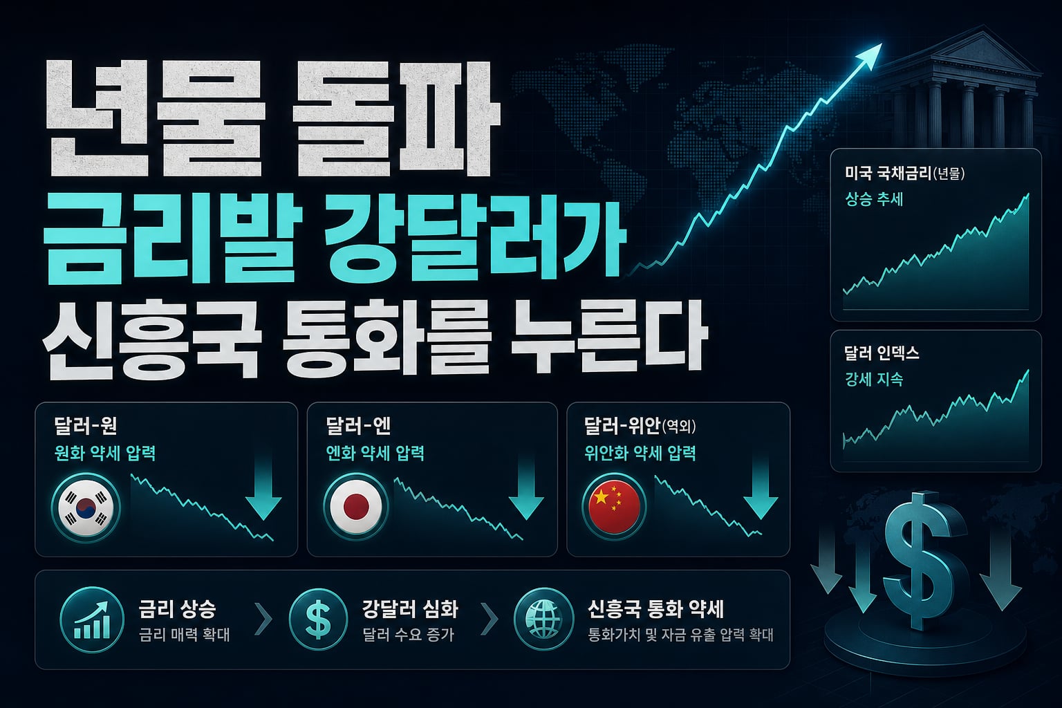 美 10년물 5.1% 돌파, 금리발 강달러가 신흥국 통화를 누른다
