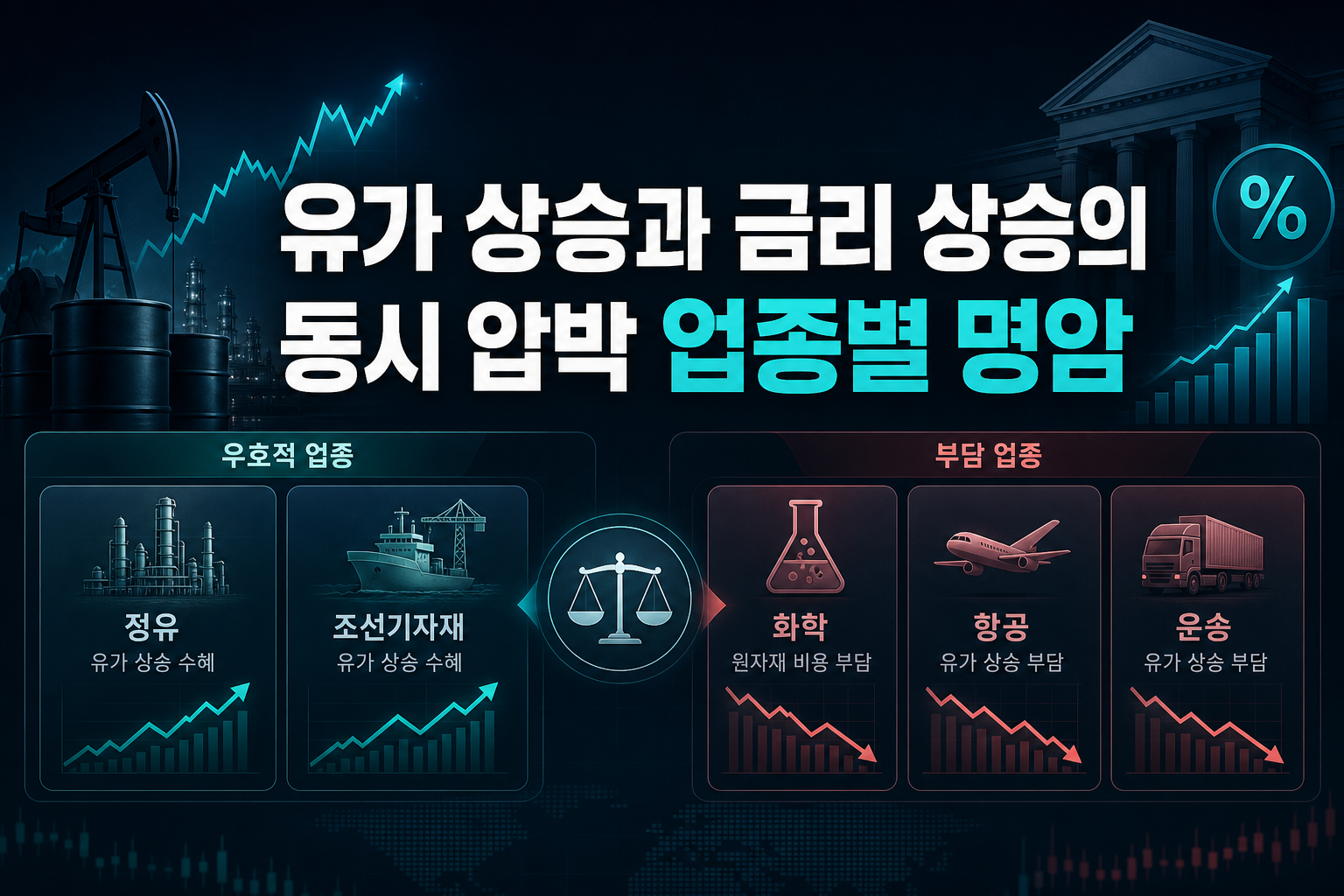 유가 상승과 금리 상승의 동시 압박, 업종별 명암