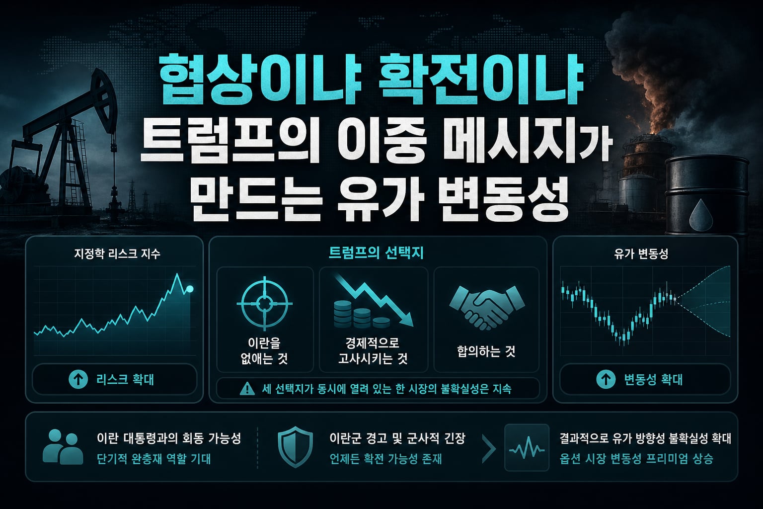 협상이냐 확전이냐, 트럼프의 이중 메시지가 만드는 유가 변동성