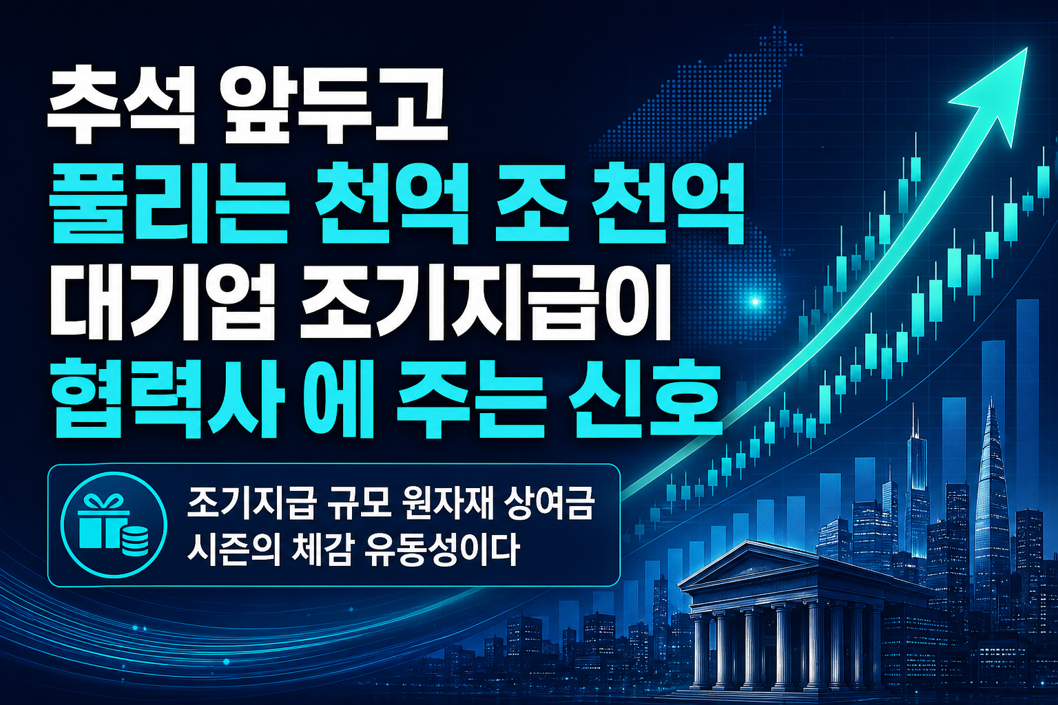 추석 앞두고 풀리는 6천억·1조3천억, 대기업 조기지급이 협력사株에 주는 신호