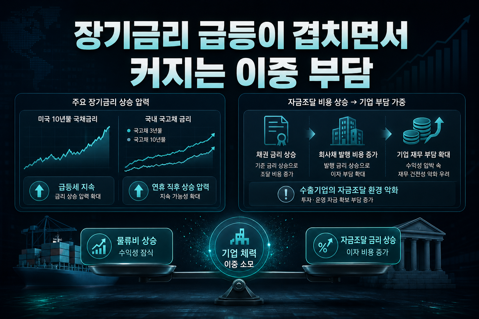 장기금리 급등이 겹치면서 커지는 이중 부담