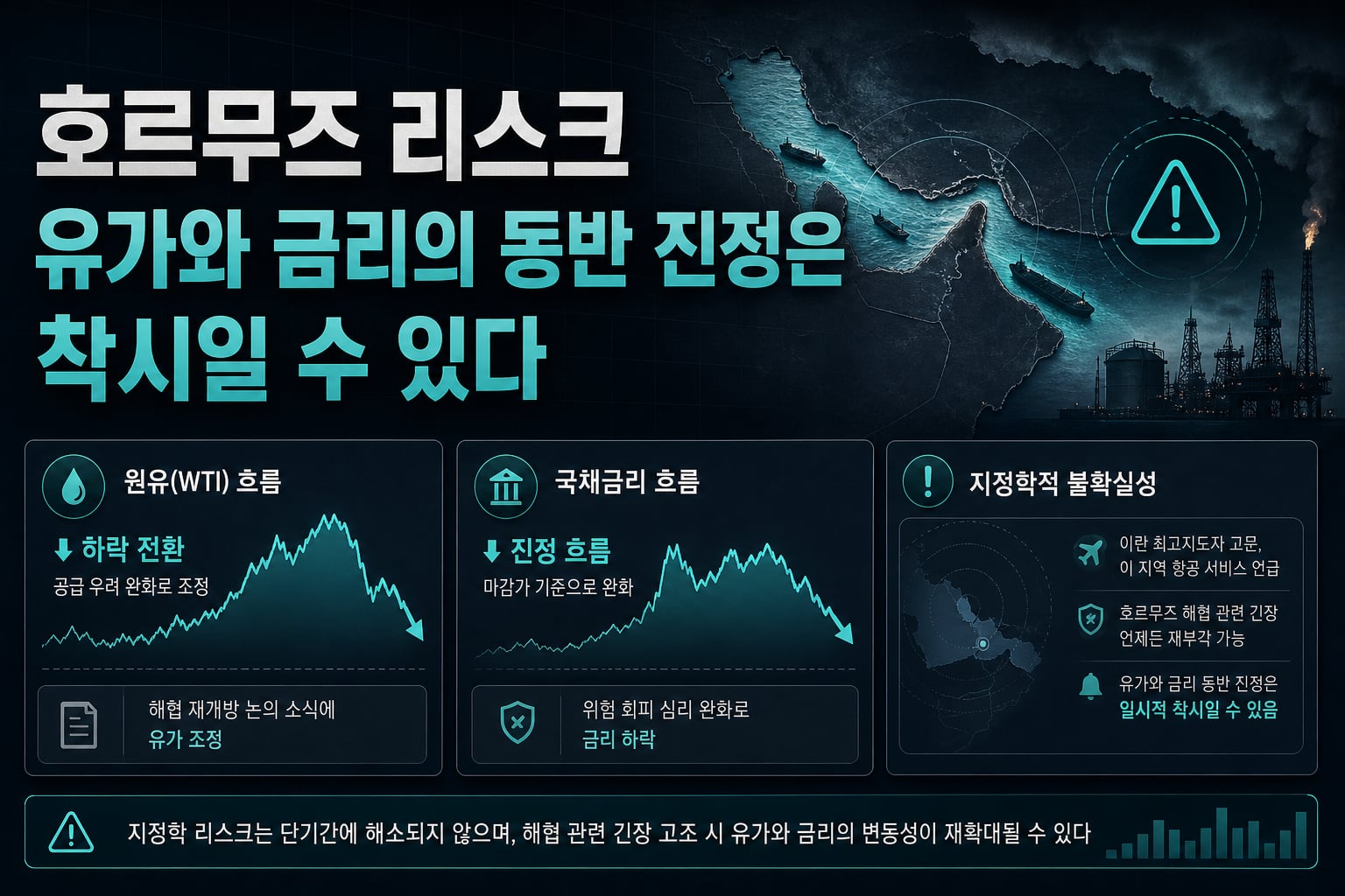 호르무즈 리스크, 유가와 금리의 동반 진정은 착시일 수 있다