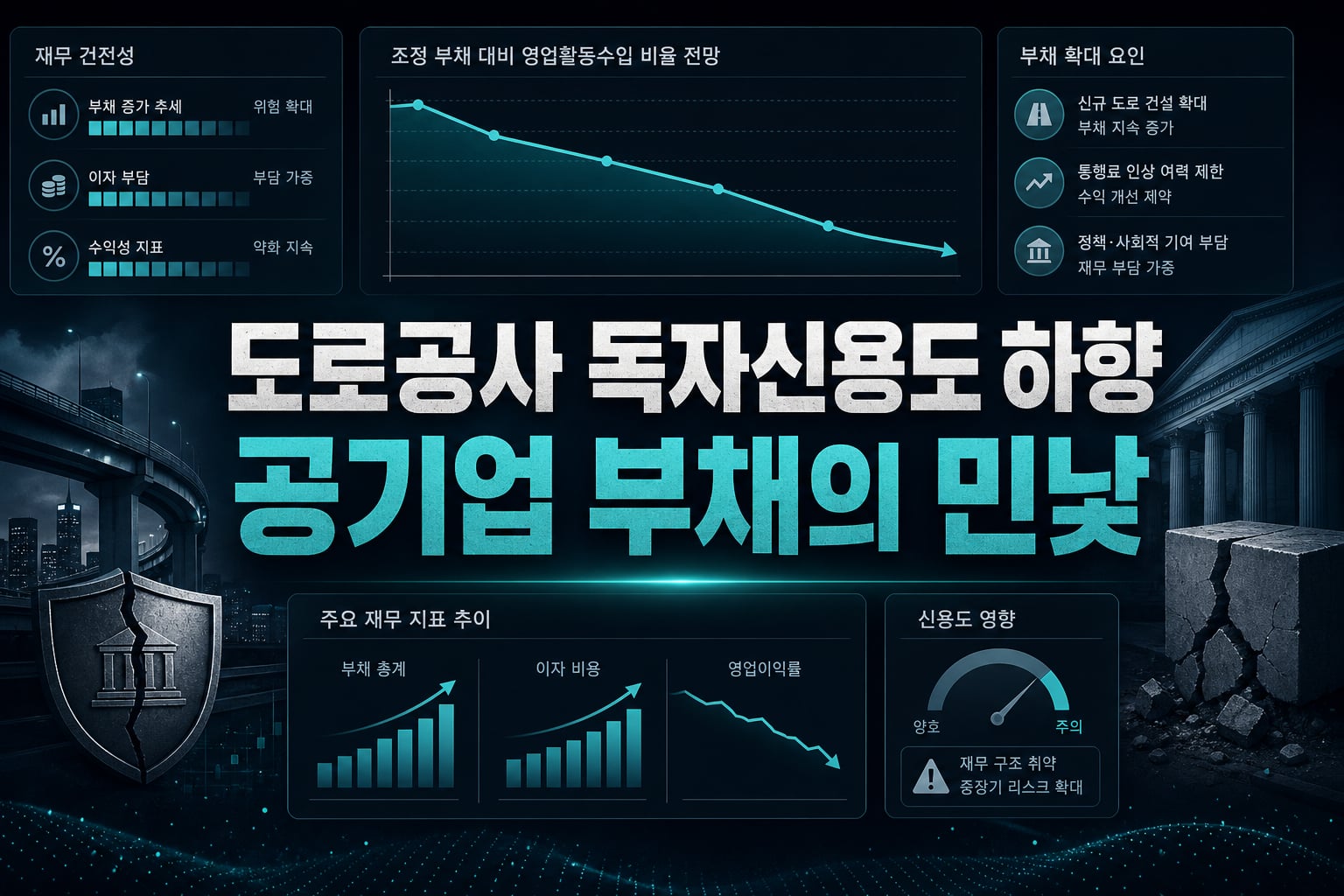 도로공사 독자신용도 하향, 공기업 부채의 민낯