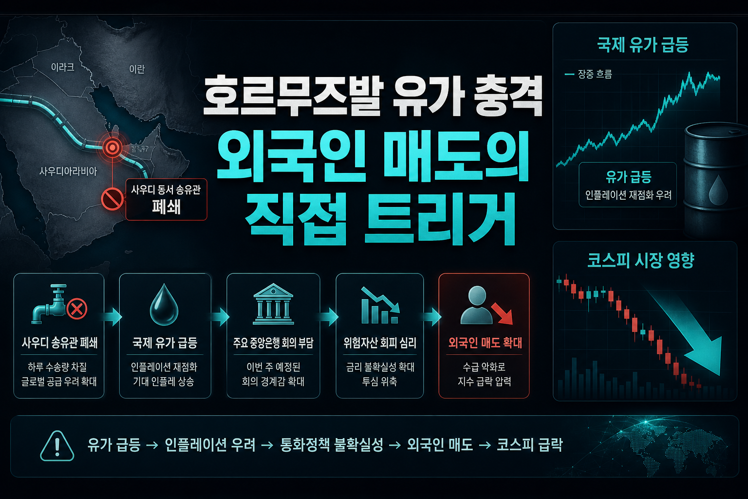 호르무즈발 유가 충격, 외국인 매도의 직접 트리거