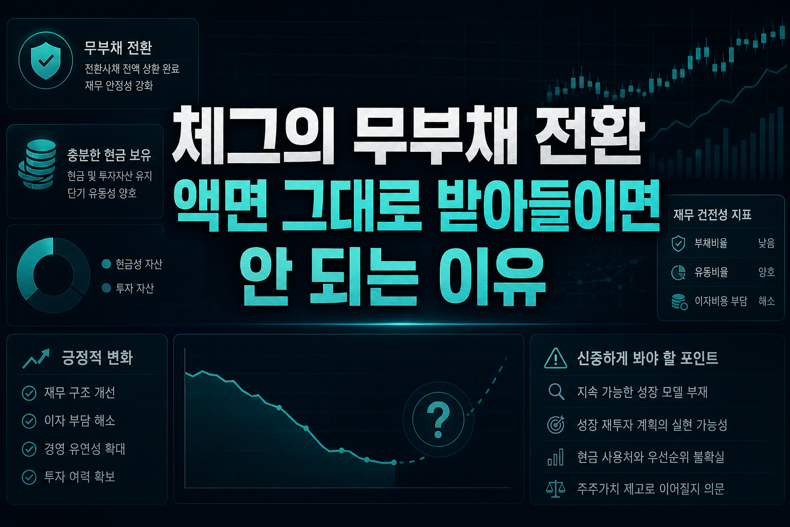 체그의 무부채 전환, 액면 그대로 받아들이면 안 되는 이유