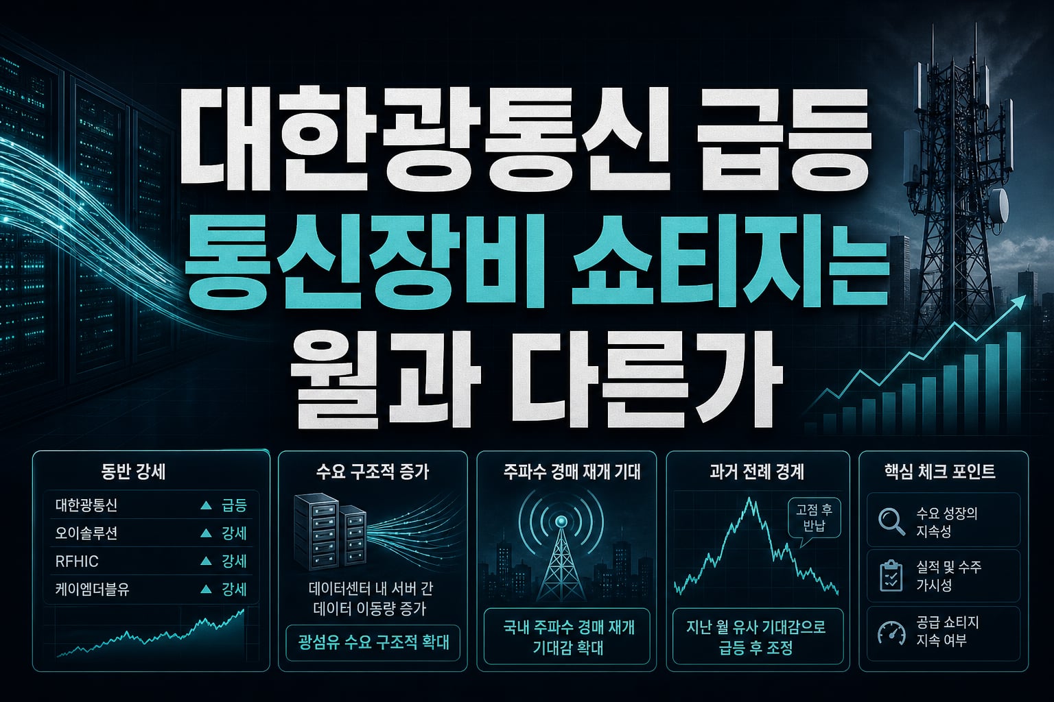 대한광통신 급등, 통신장비 쇼티지는 5월과 다른가