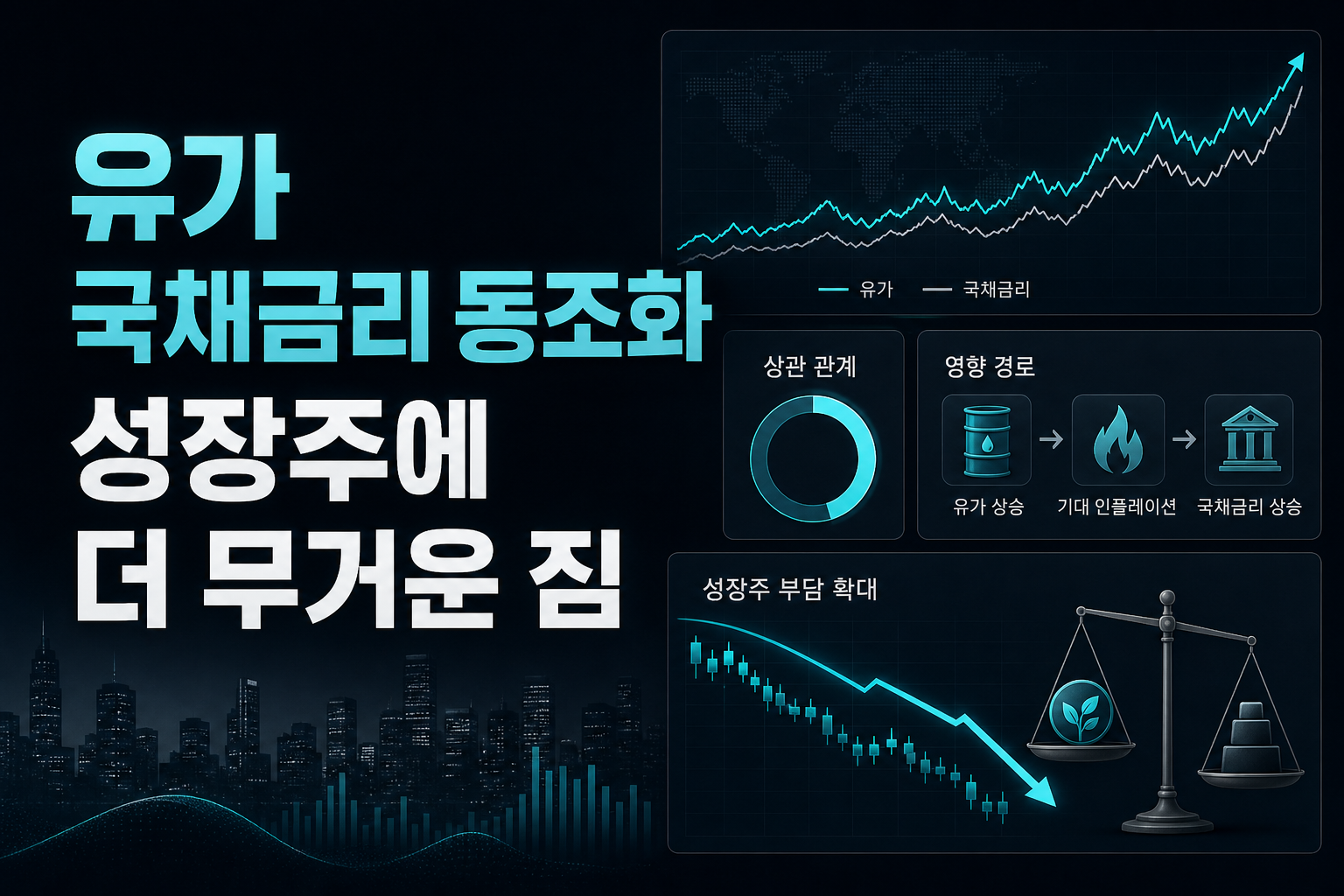 유가·국채금리 동조화 0.96, 성장주에 더 무거운 짐