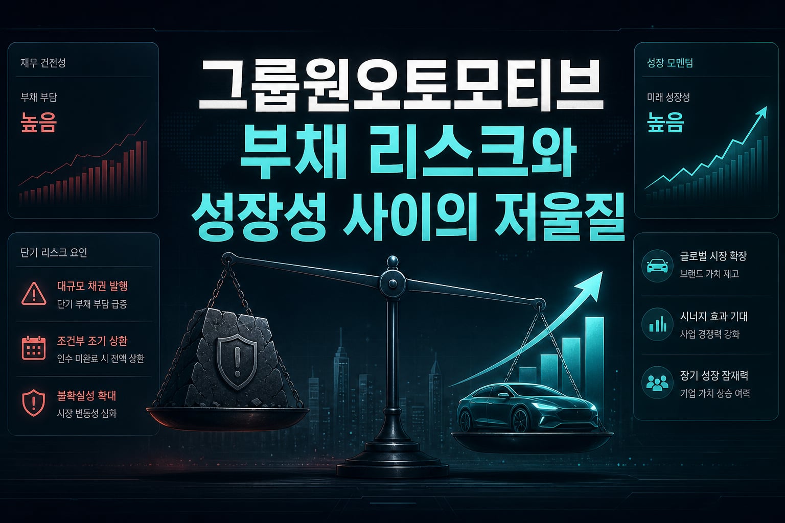그룹원오토모티브, 부채 리스크와 성장성 사이의 저울질