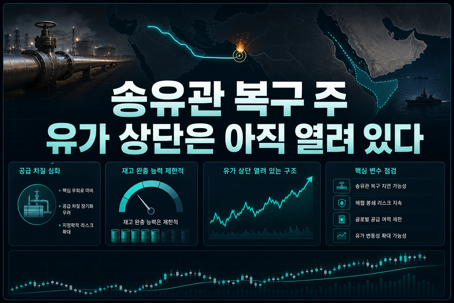 송유관 복구 3~5주, 유가 상단은 아직 열려 있다