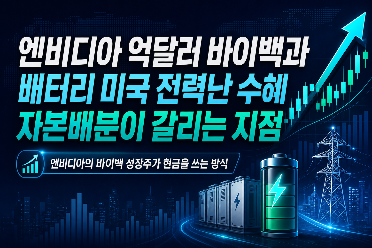 엔비디아 2350억달러 바이백과 K배터리 미국 전력난 수혜, 자본배분이 갈리는 지점
