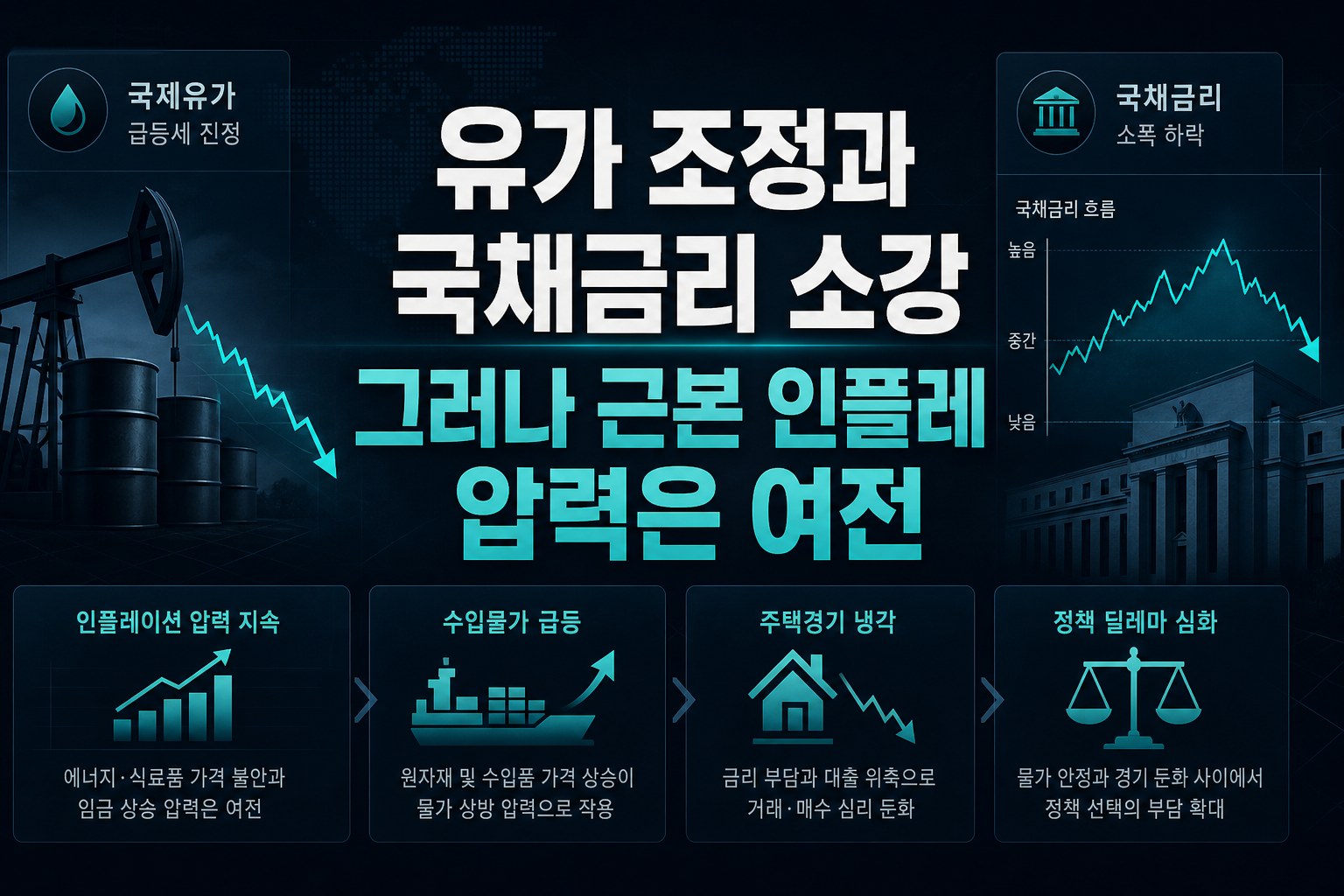 유가 조정과 국채금리 소강, 그러나 근본 인플레 압력은 여전