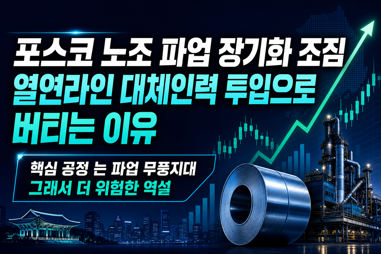 포스코 노조 파업 장기화 조짐, 열연라인 대체인력 투입으로 버티는 이유