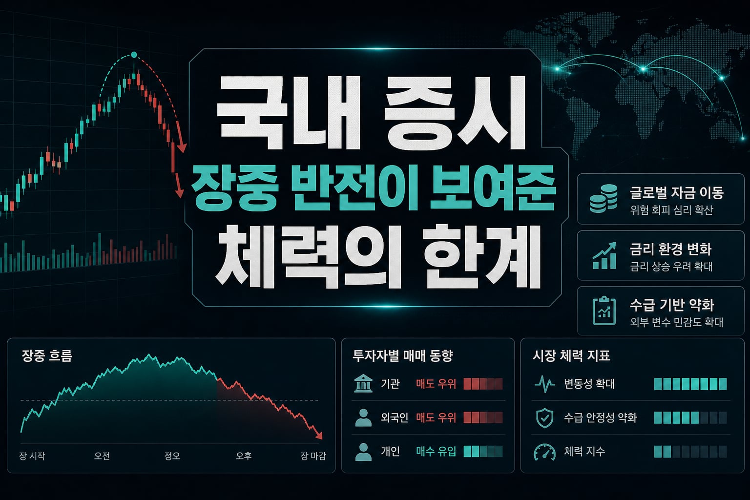 국내 증시, 장중 반전이 보여준 체력의 한계