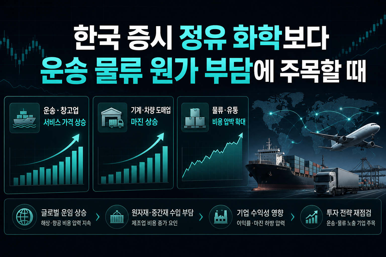 한국 증시, 정유·화학보다 운송·물류 원가 부담에 주목할 때