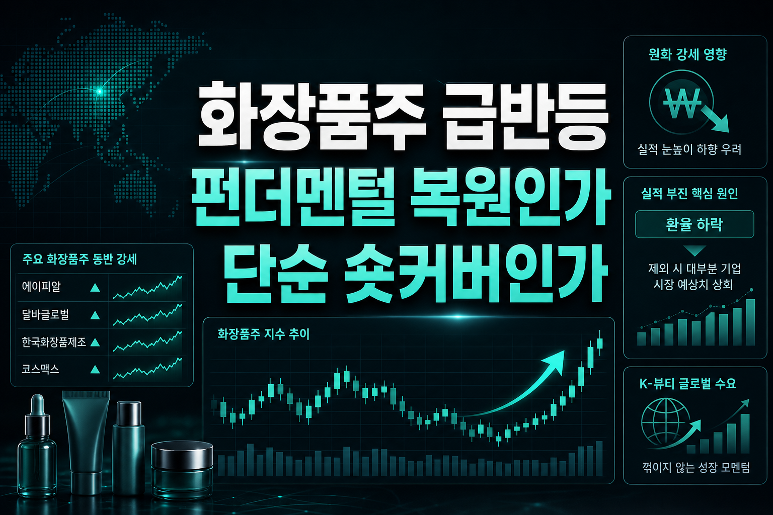 화장품주 급반등, 펀더멘털 복원인가 단순 숏커버인가