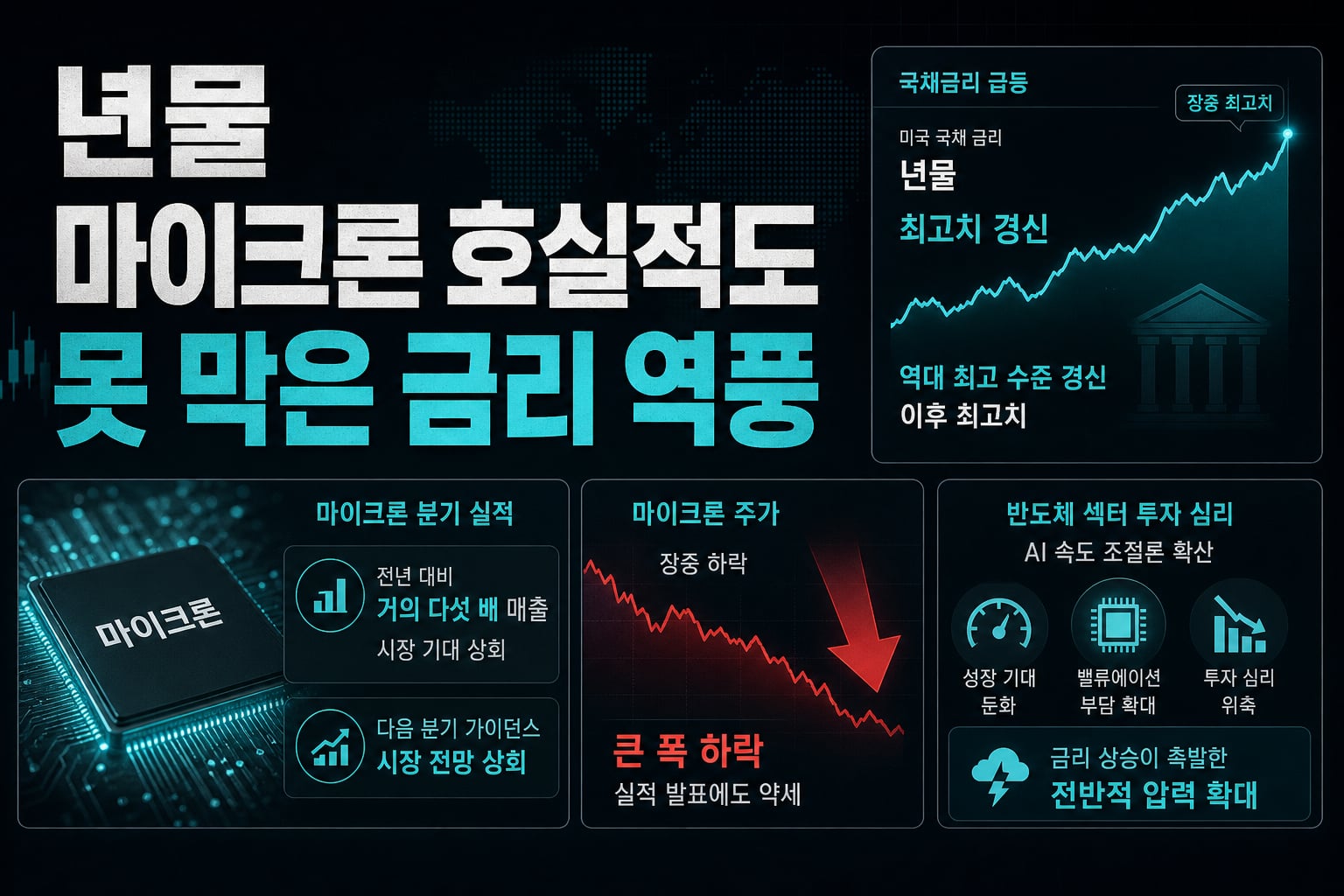10년물 5.3%, 마이크론 호실적도 못 막은 금리 역풍