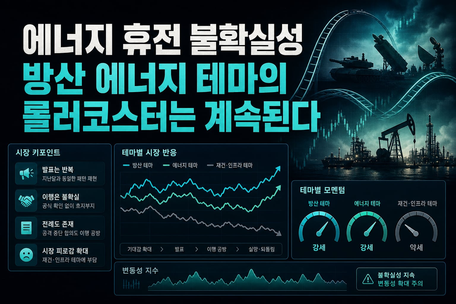 에너지 휴전 불확실성, 방산·에너지 테마의 롤러코스터는 계속된다