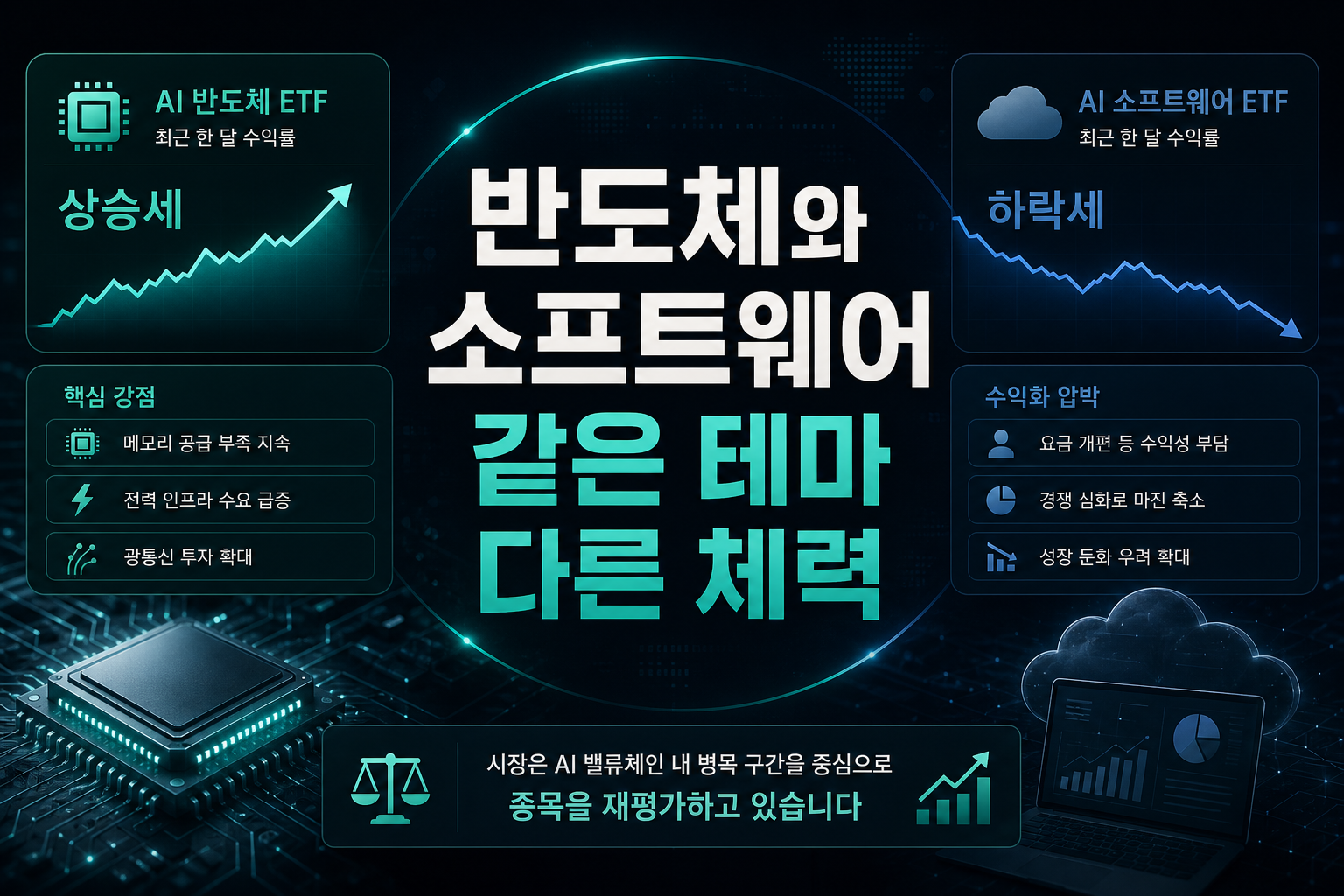 AI 반도체와 AI 소프트웨어, 같은 테마 다른 체력