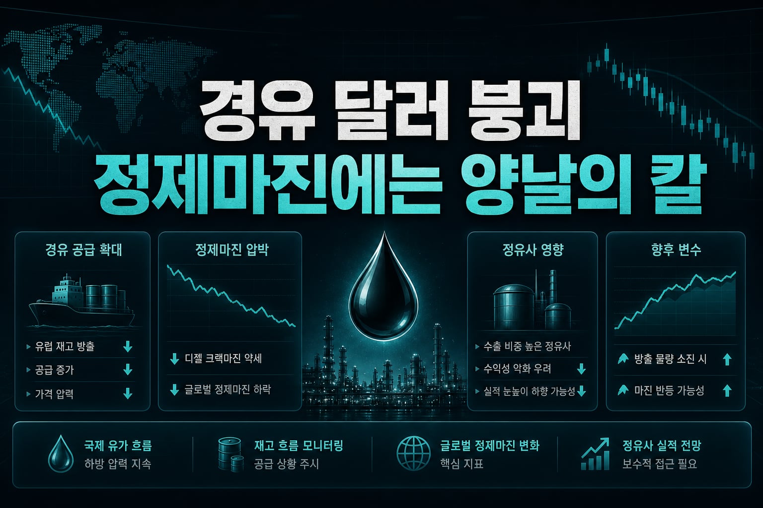경유 6달러 붕괴, 정제마진에는 양날의 칼