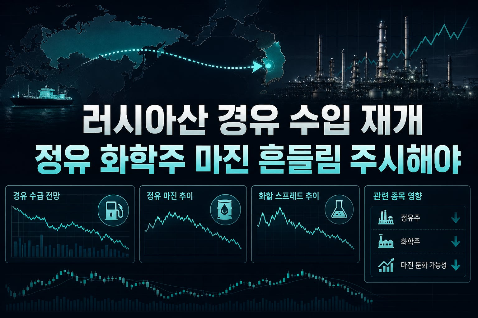 러시아산 경유 수입 재개, 정유·화학주 마진 흔들림 주시해야