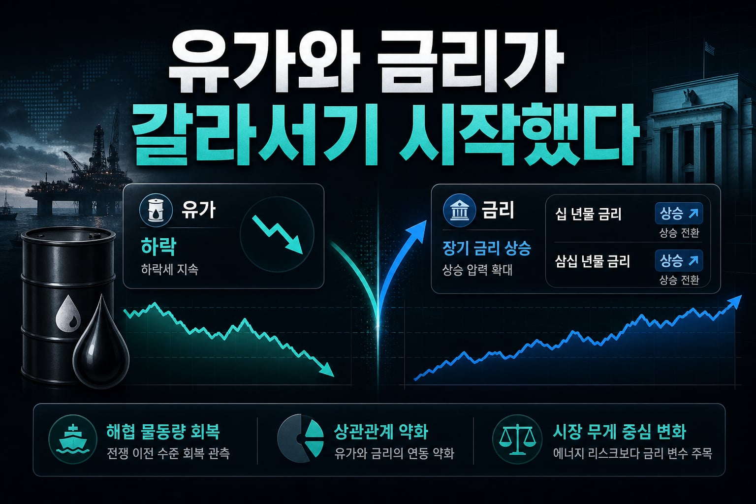 유가와 금리가 갈라서기 시작했다