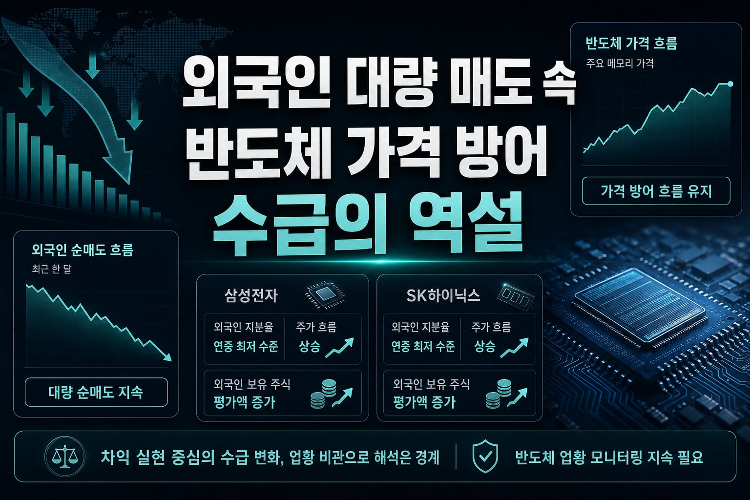 외국인 대량 매도 속 반도체 가격 방어, 수급의 역설