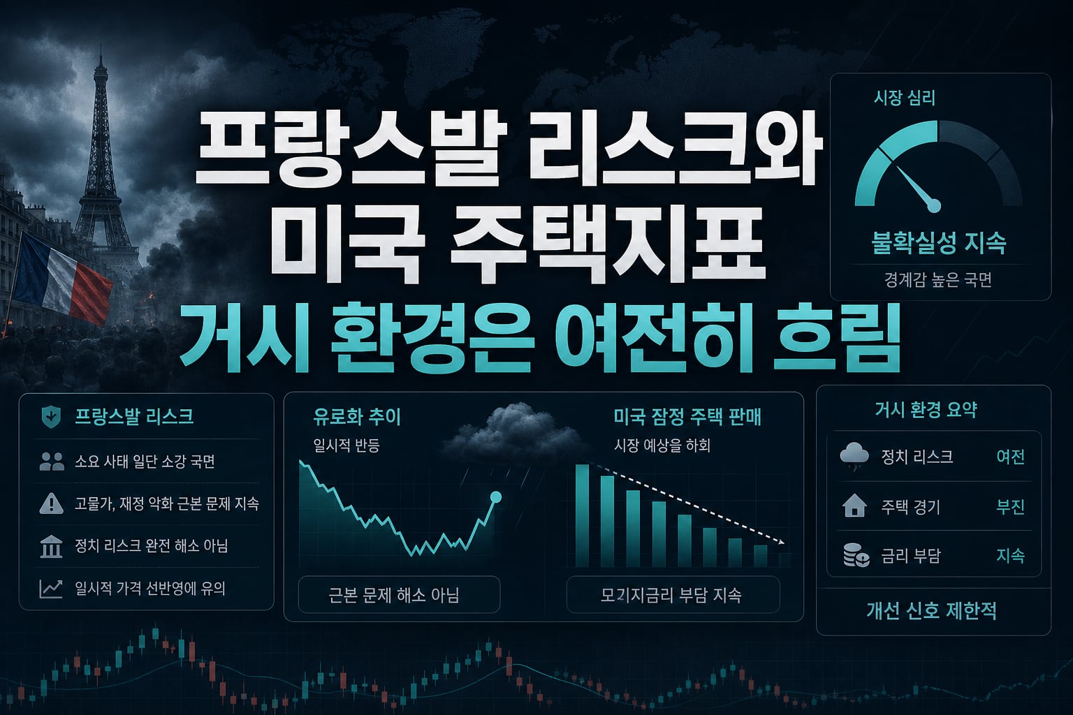 프랑스발 리스크와 미국 주택지표, 거시 환경은 여전히 흐림