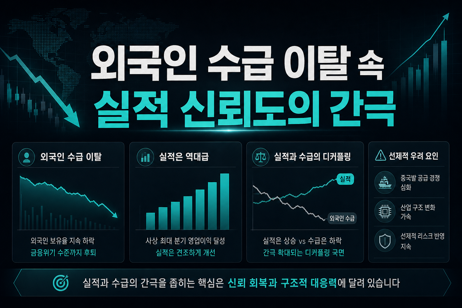 외국인 수급 이탈 속 실적 신뢰도의 간극