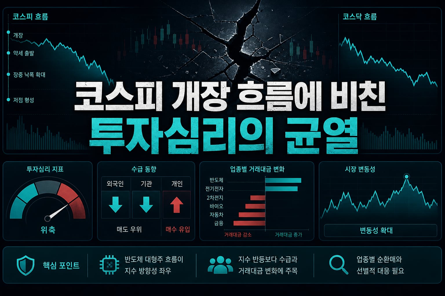 코스피 개장 흐름에 비친 투자심리의 균열