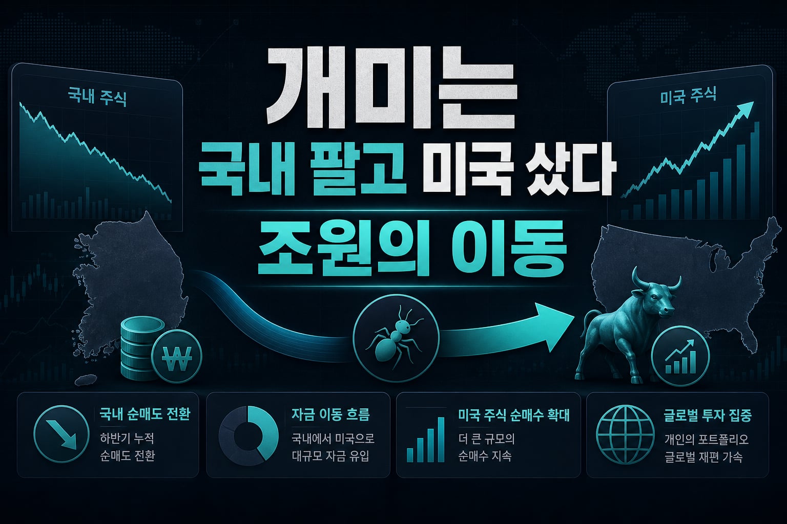 개미는 국내 팔고 미국 샀다, 10조원의 이동
