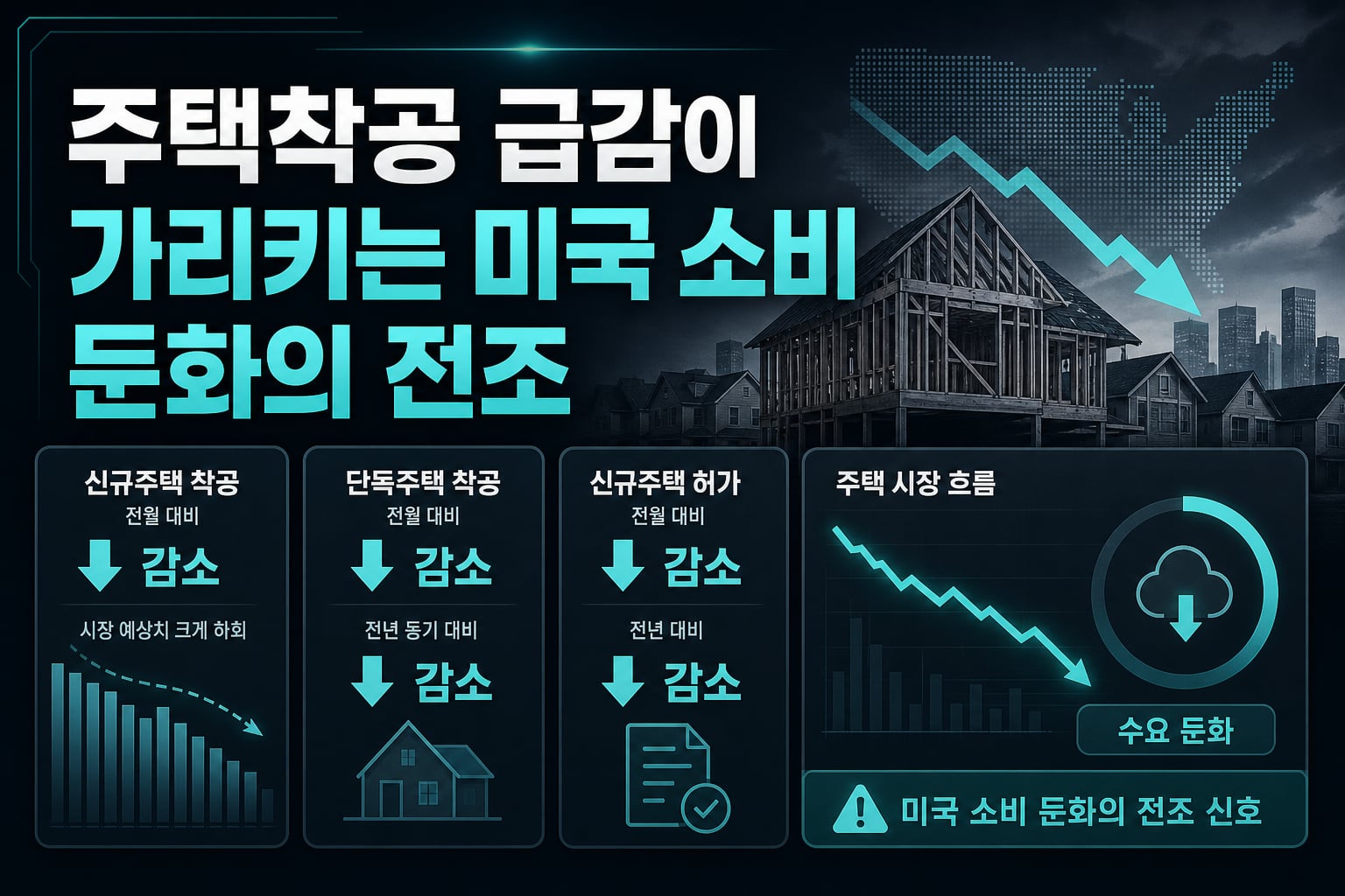 주택착공 급감이 가리키는 미국 소비 둔화의 전조