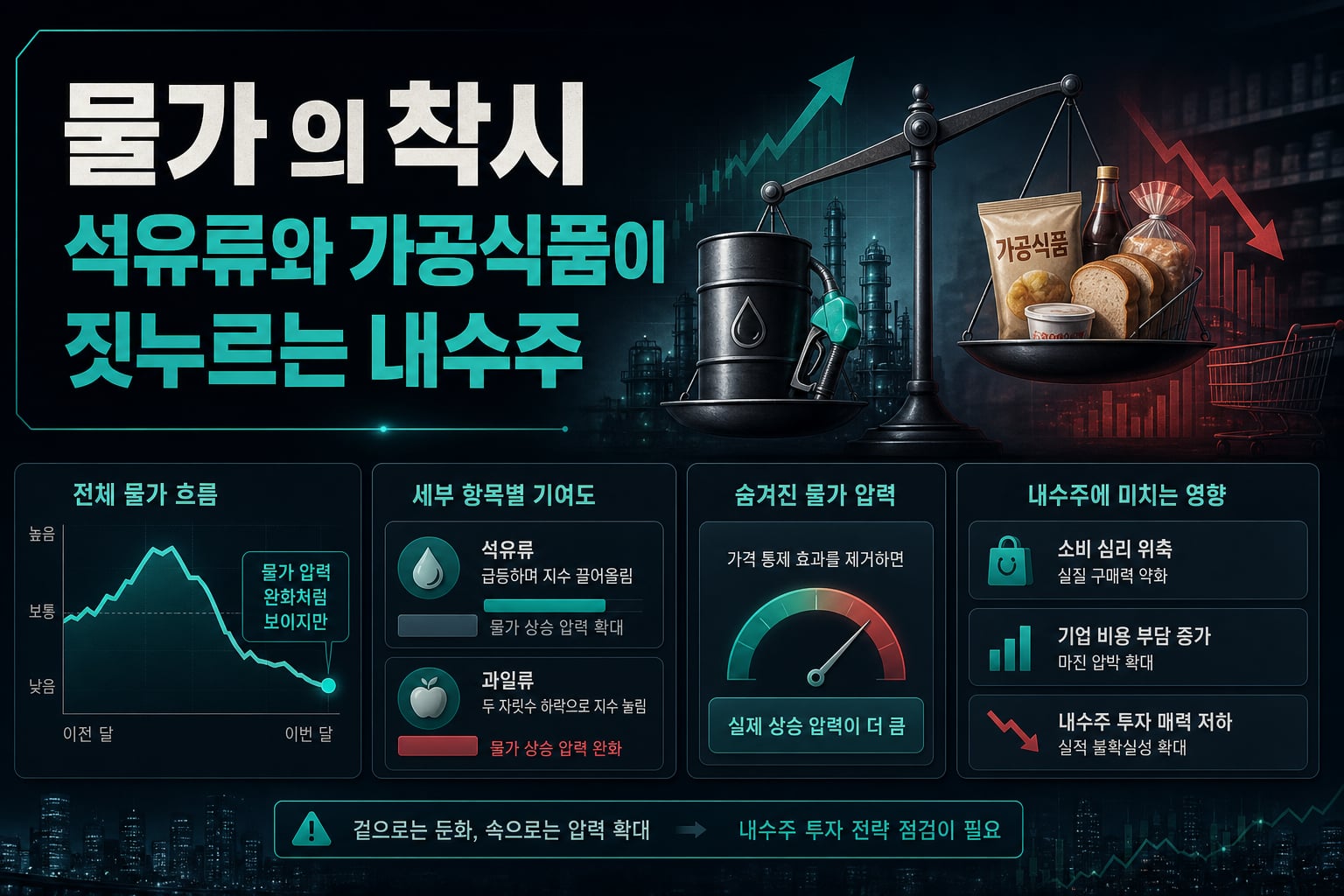 물가 2.9%의 착시, 석유류와 가공식품이 짓누르는 내수주