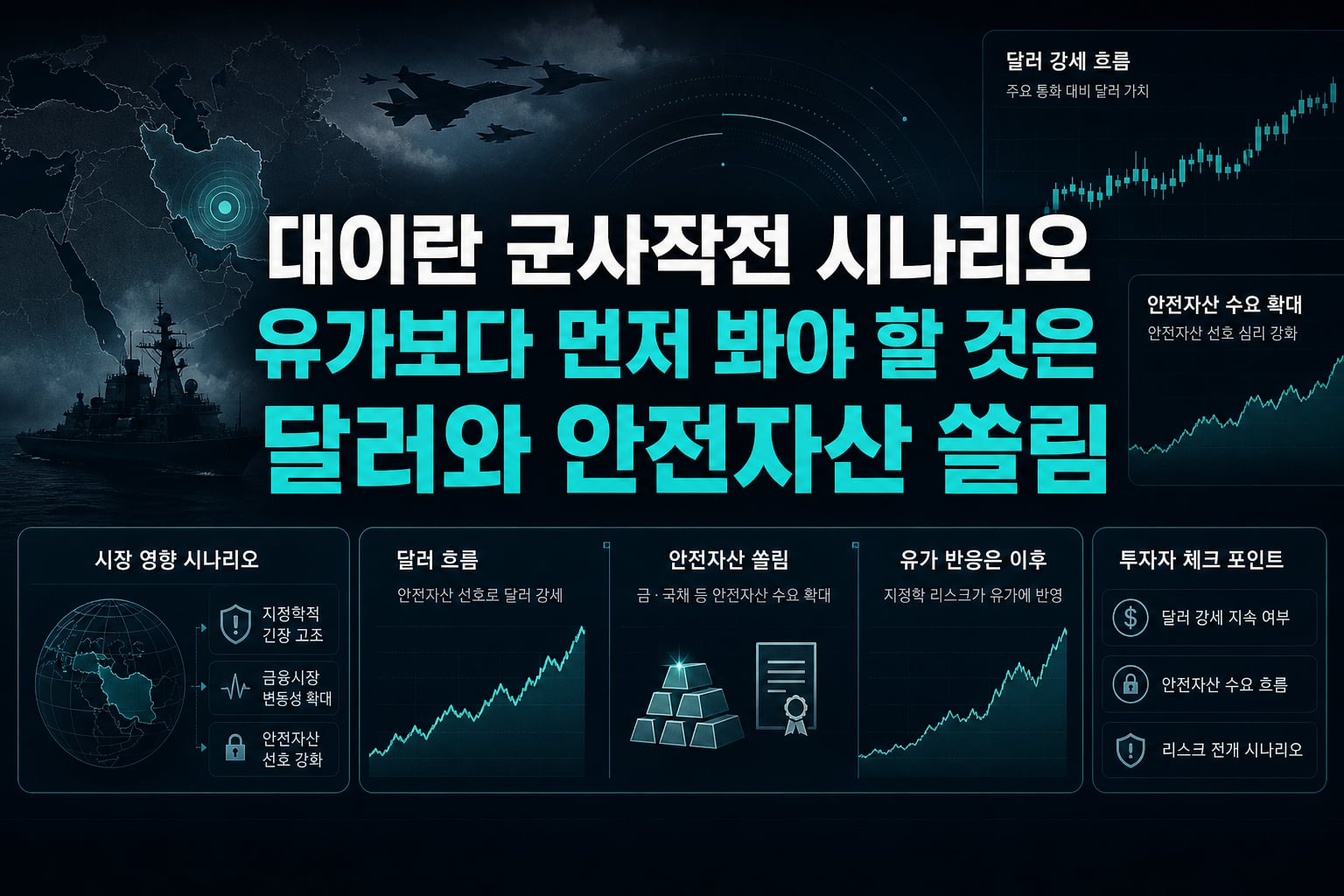 대이란 군사작전 시나리오, 유가보다 먼저 봐야 할 것은 달러와 안전자산 쏠림