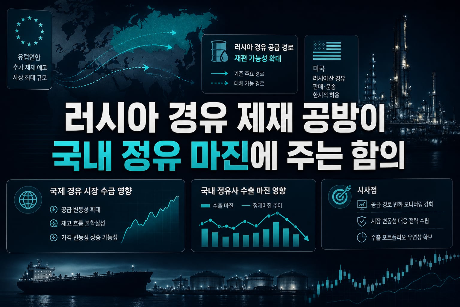EU發 러시아 경유 제재 공방이 국내 정유 마진에 주는 함의