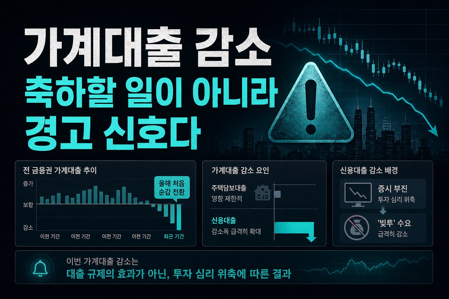 가계대출 감소, 축하할 일이 아니라 경고 신호다