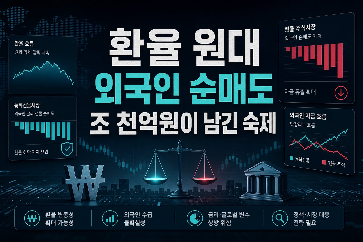 환율 1,340원대, 외국인 순매도 2조6천억원이 남긴 숙제