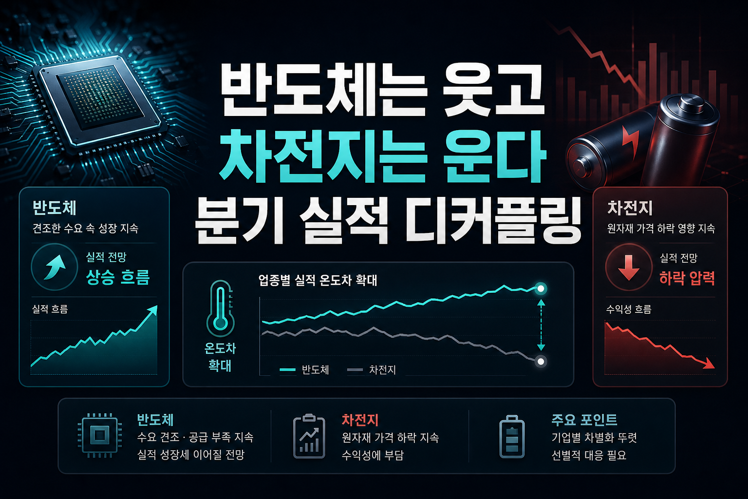 반도체는 웃고 2차전지는 운다, 3분기 실적 디커플링