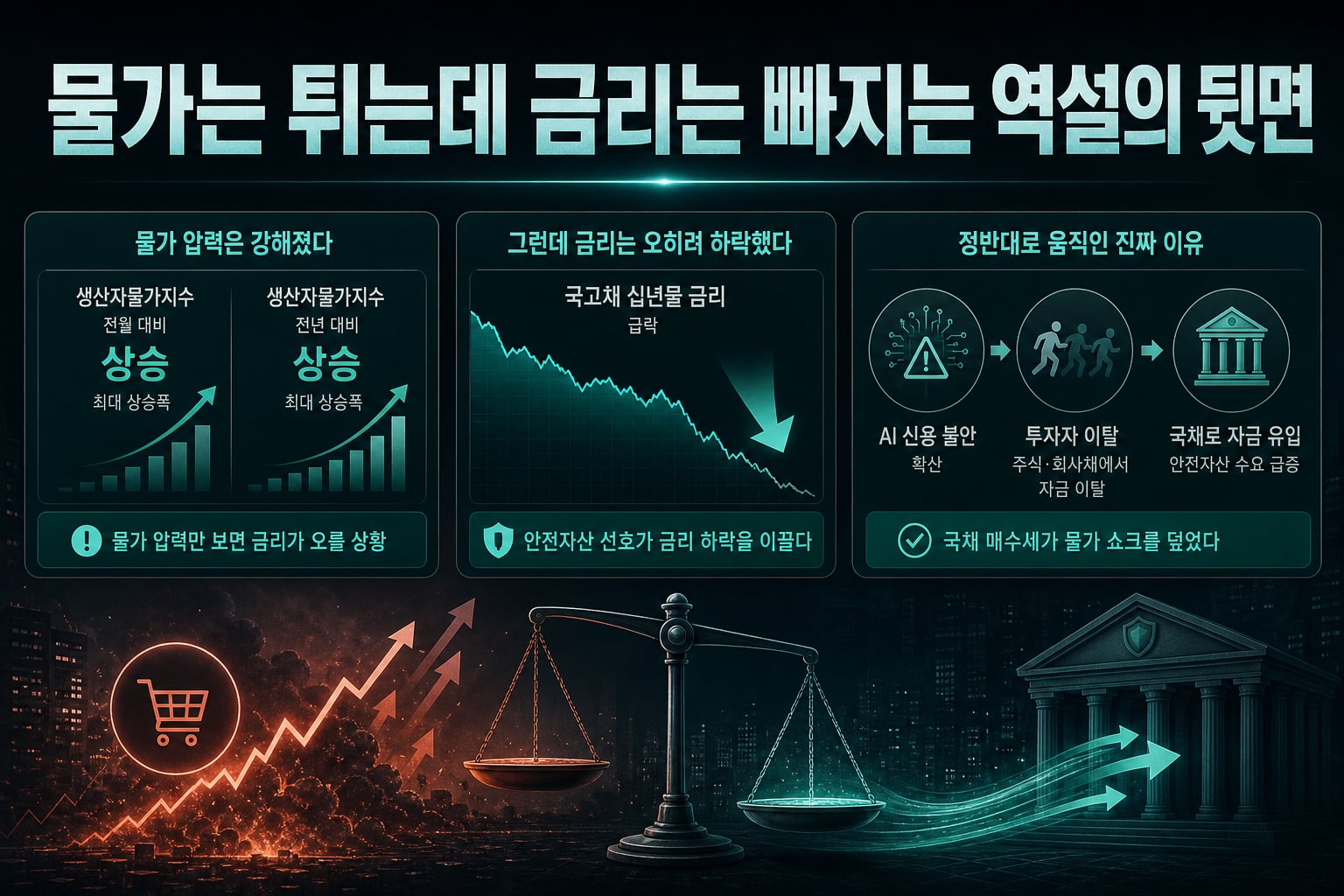 물가는 튀는데 금리는 빠지는, 역설의 뒷면