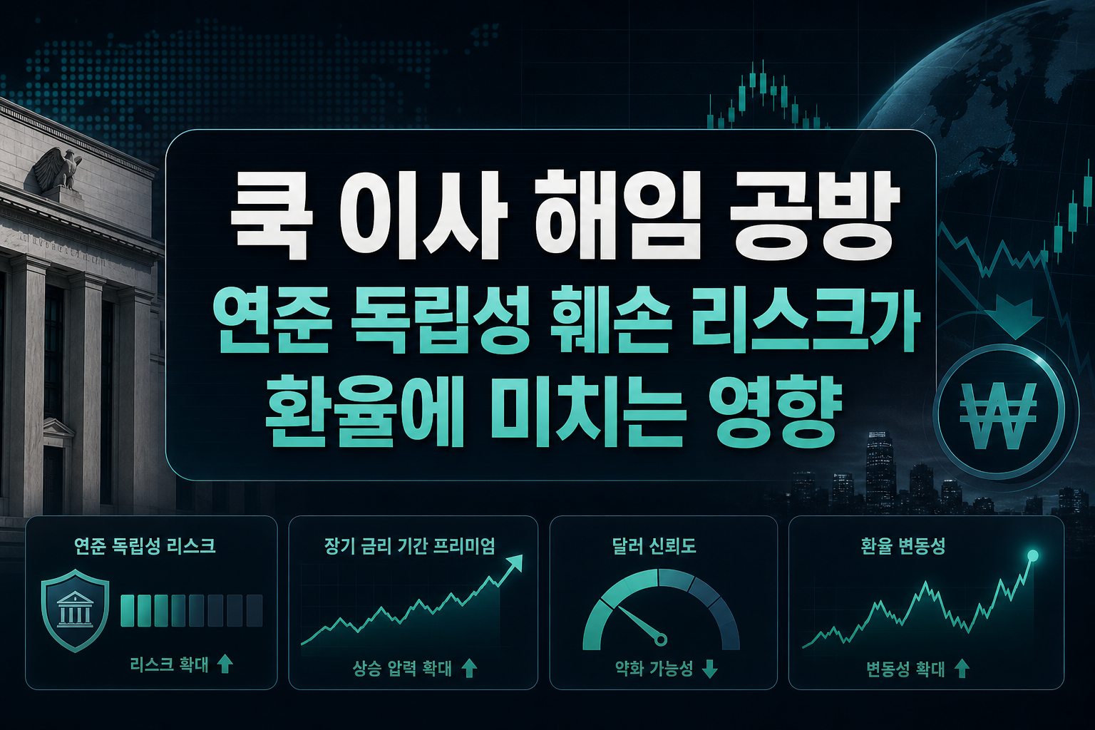 쿡 이사 해임 공방, 연준 독립성 훼손 리스크가 환율에 미치는 영향