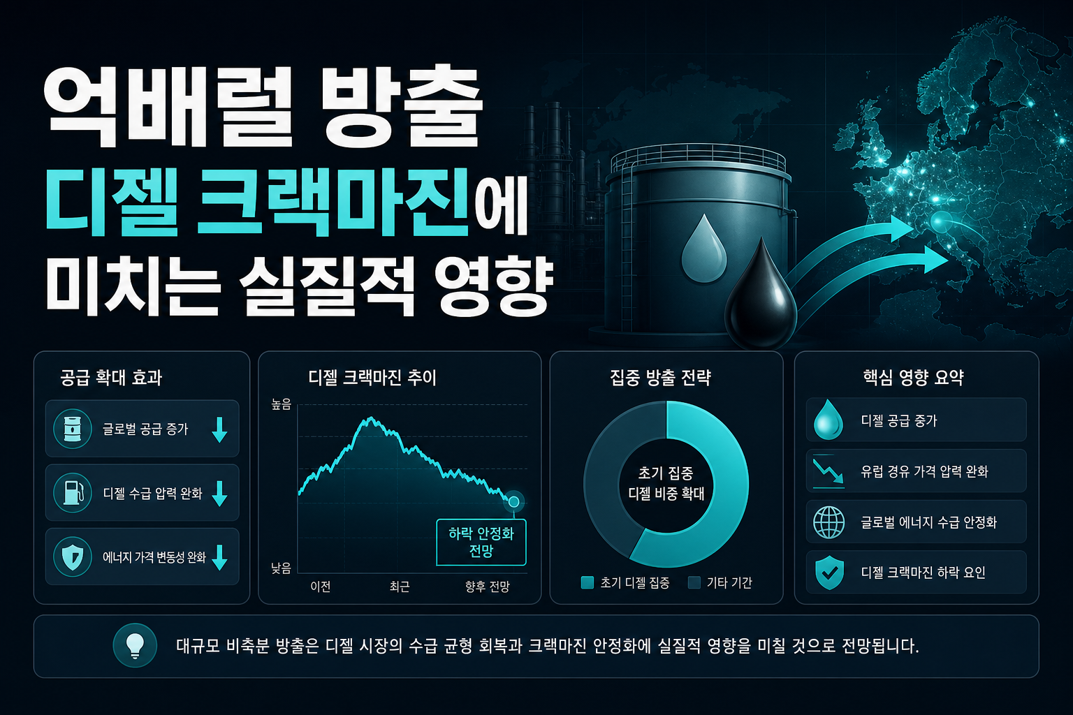 1억배럴 방출, 디젤 크랙마진에 미치는 실질적 영향