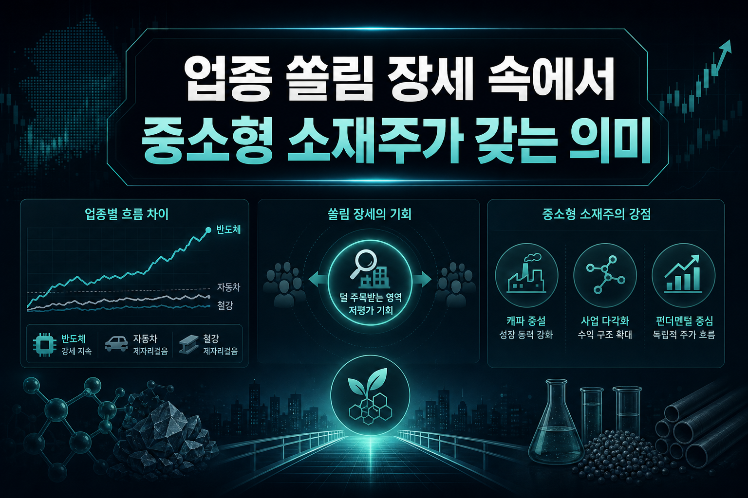 업종 쏠림 장세 속에서 중소형 소재주가 갖는 의미