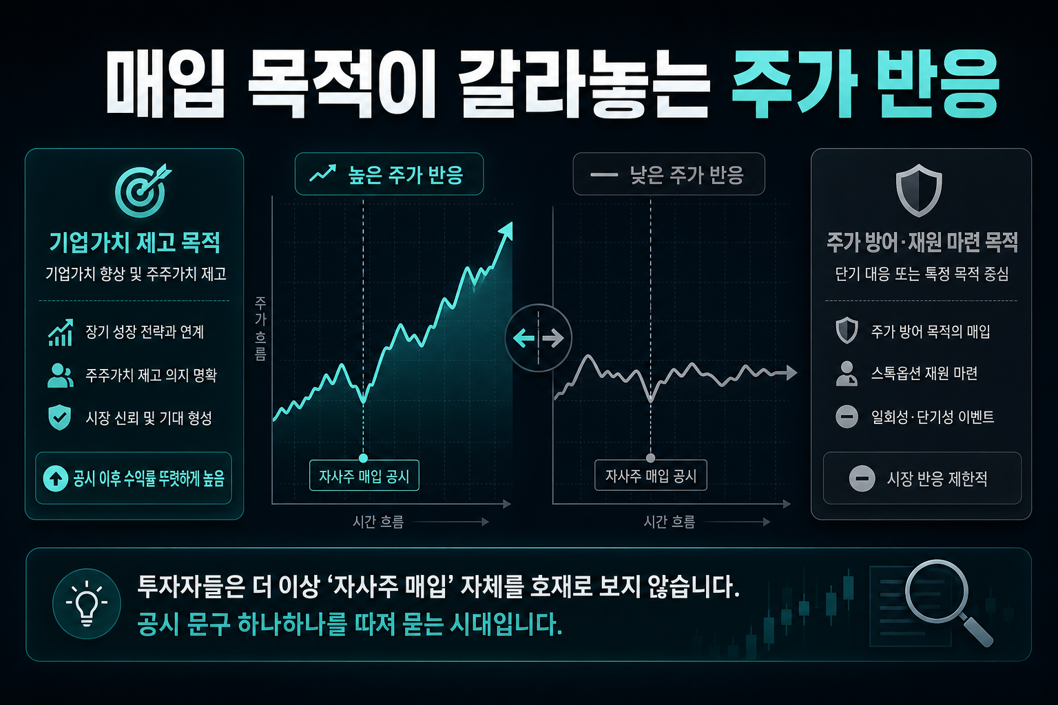 매입 목적이 갈라놓는 주가 반응