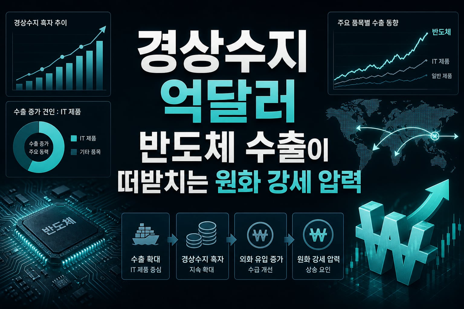 경상수지 461억달러, 반도체 수출이 떠받치는 원화 강세 압력
