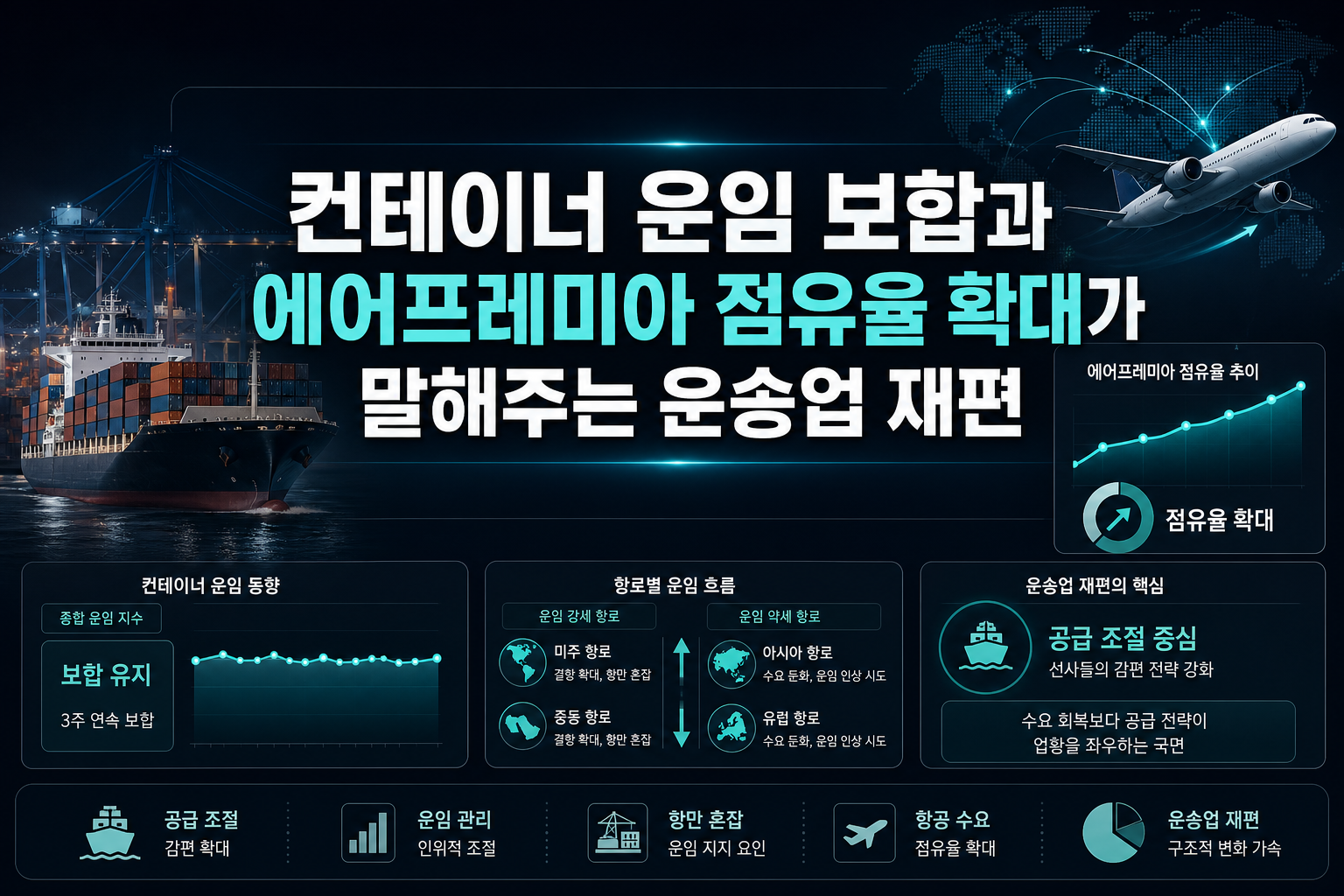 컨테이너 운임 보합과 에어프레미아 점유율 확대가 말해주는 운송업 재편