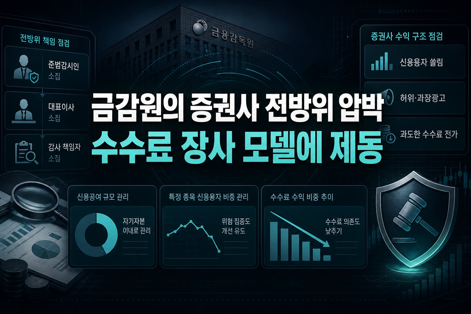 금감원의 증권사 전방위 압박, 수수료 장사 모델에 제동