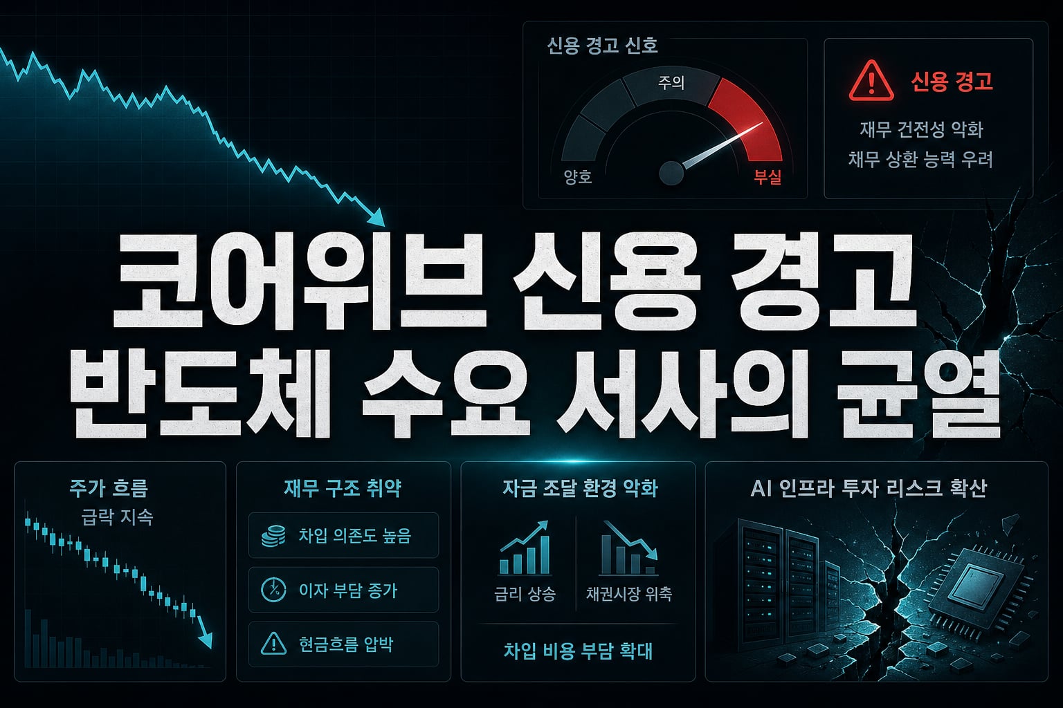 코어위브 신용 경고, 반도체 수요 서사의 균열