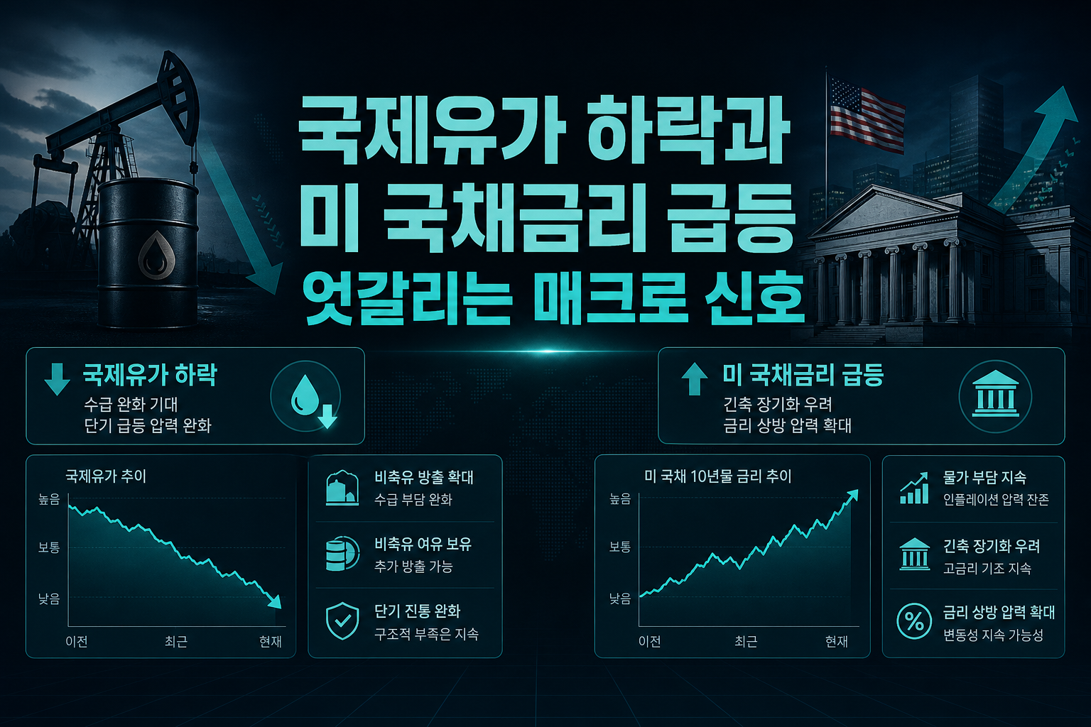 국제유가 하락과 미 국채금리 급등, 엇갈리는 매크로 신호